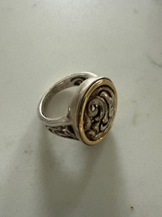 CHARLES KRYPELL Jewelry - Two-Tone Filigree Oval Statement Ring - Silver and Gold